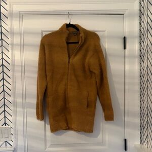 J. Crew Fuzy/Cozy Tan Zip-Up Long Cardigan XXS